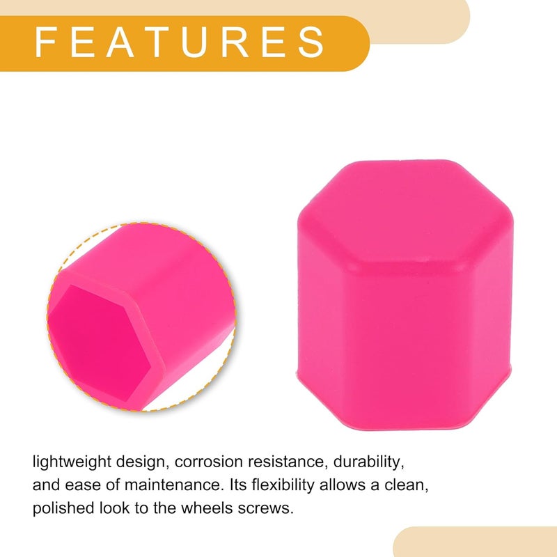 Partuto 20 Pcs Wheel Lug Nut Bolt Rims Tire Nut Screws Dust Cap Cover Nut Protection Silicone Fluorescent Pink 2.2x15x20mm - Image 5